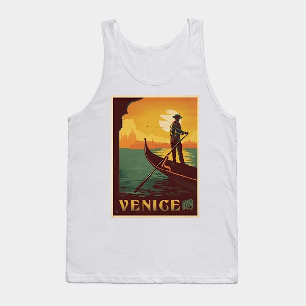 Venice Italy Vintage Travel Art Tank Top by Aquora Art